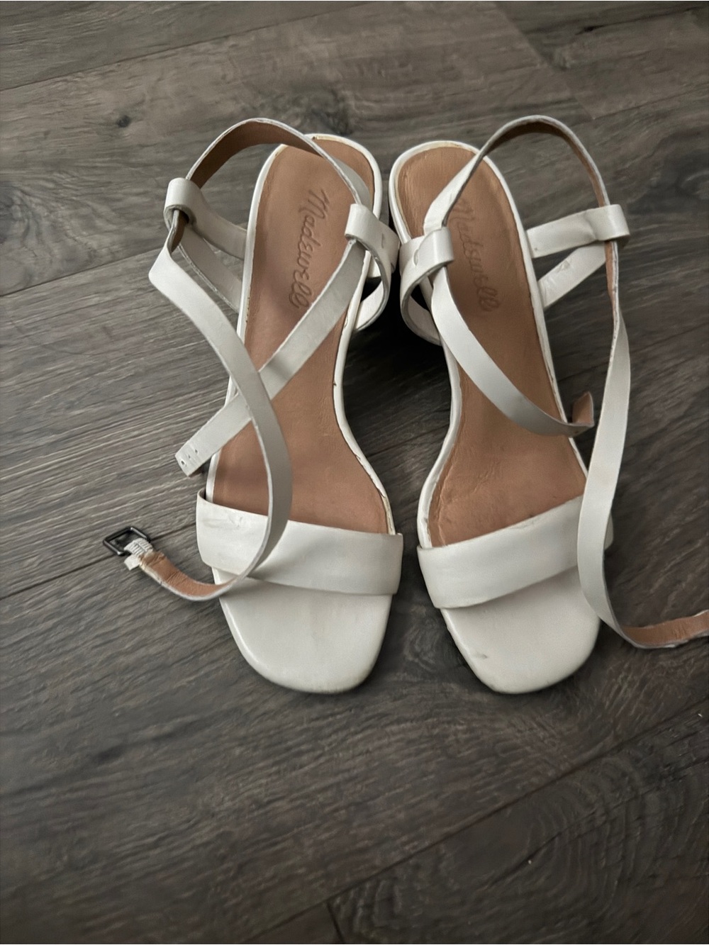 Madewell Ivory Leather Strappy Slingback Sandals